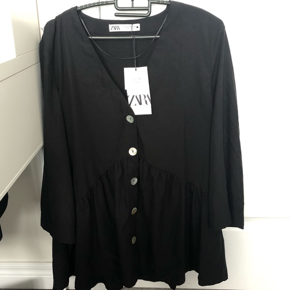 NWT Zara V-Neck Blouse - Picture 1 of 3